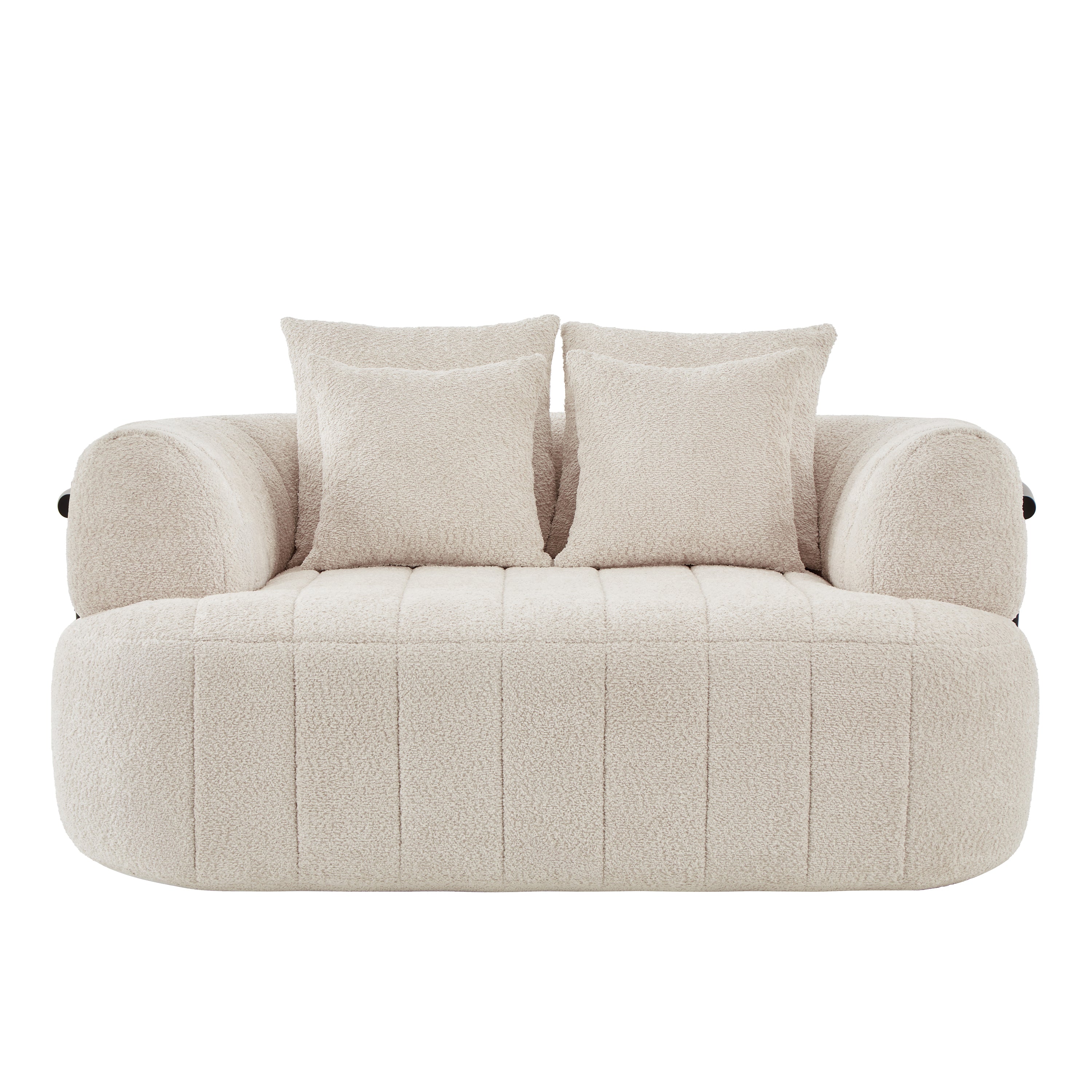 Beige boucle cloud chair four matching pillows included