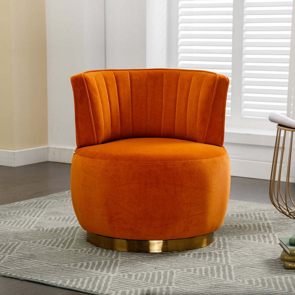 Velvet Swivel Barrel Chair — 360° Round Accent