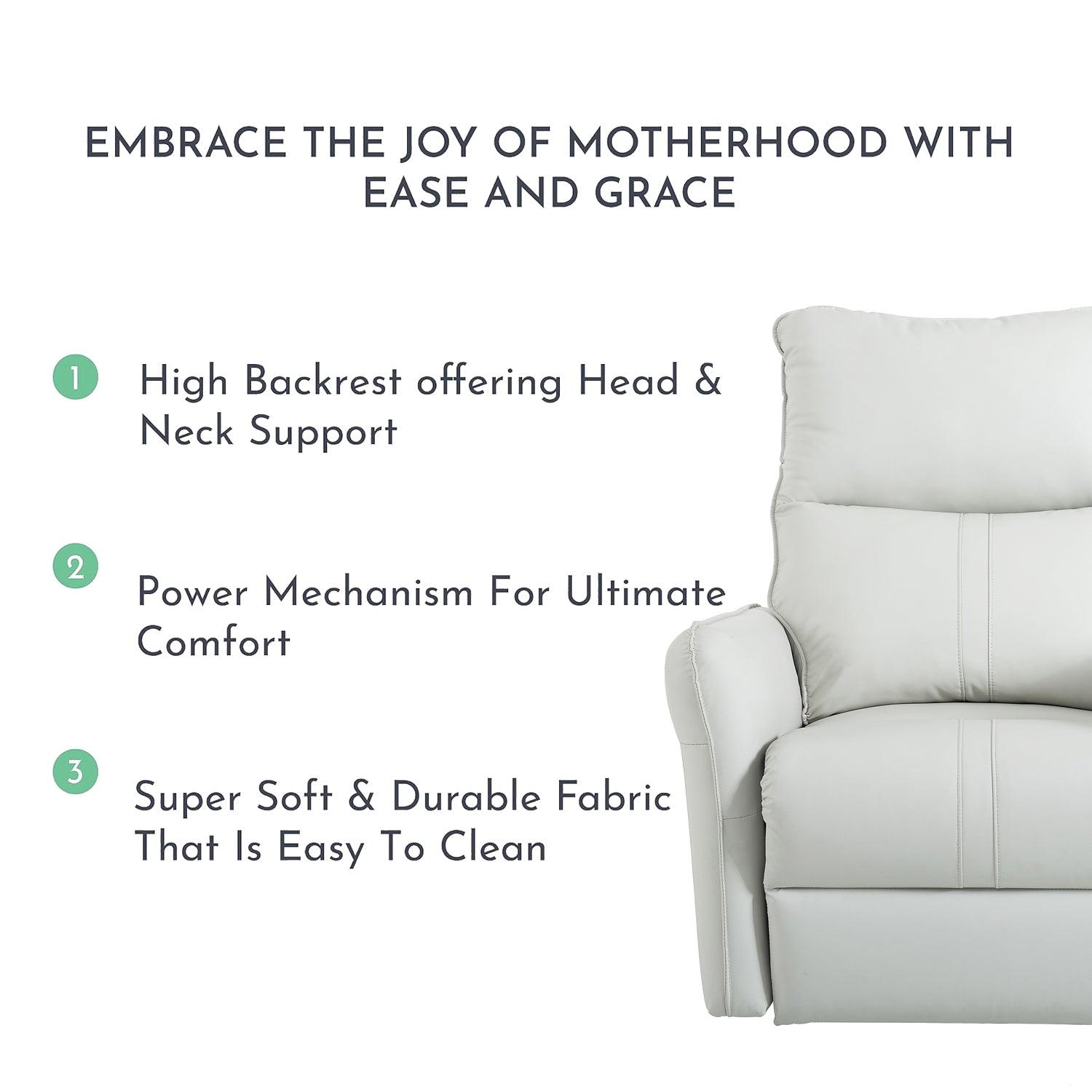 PU leather recliner armrest with push-button control panel