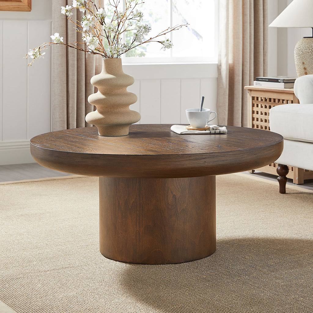 36-inch round coffee table side profile view