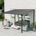Outdoor Pergola, 12' x 8' Outdoor Pergola for Patio, Large 8x12 Galvanized Steel Lean to Wall-Mounted Pergolas  for outdoor barbecues and family gatherings