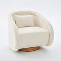 White teddy swivel barrel chair — front view