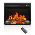 23 inch electric fireplace insert, ultra thin heater with log set & realistic flame, remote control with timer, overheating protection