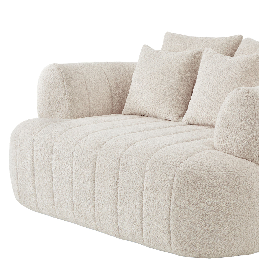 Beige boucle cloud sofa chair full product overview