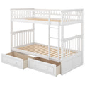 White twin over twin convertible bunk bed with drawers — front view