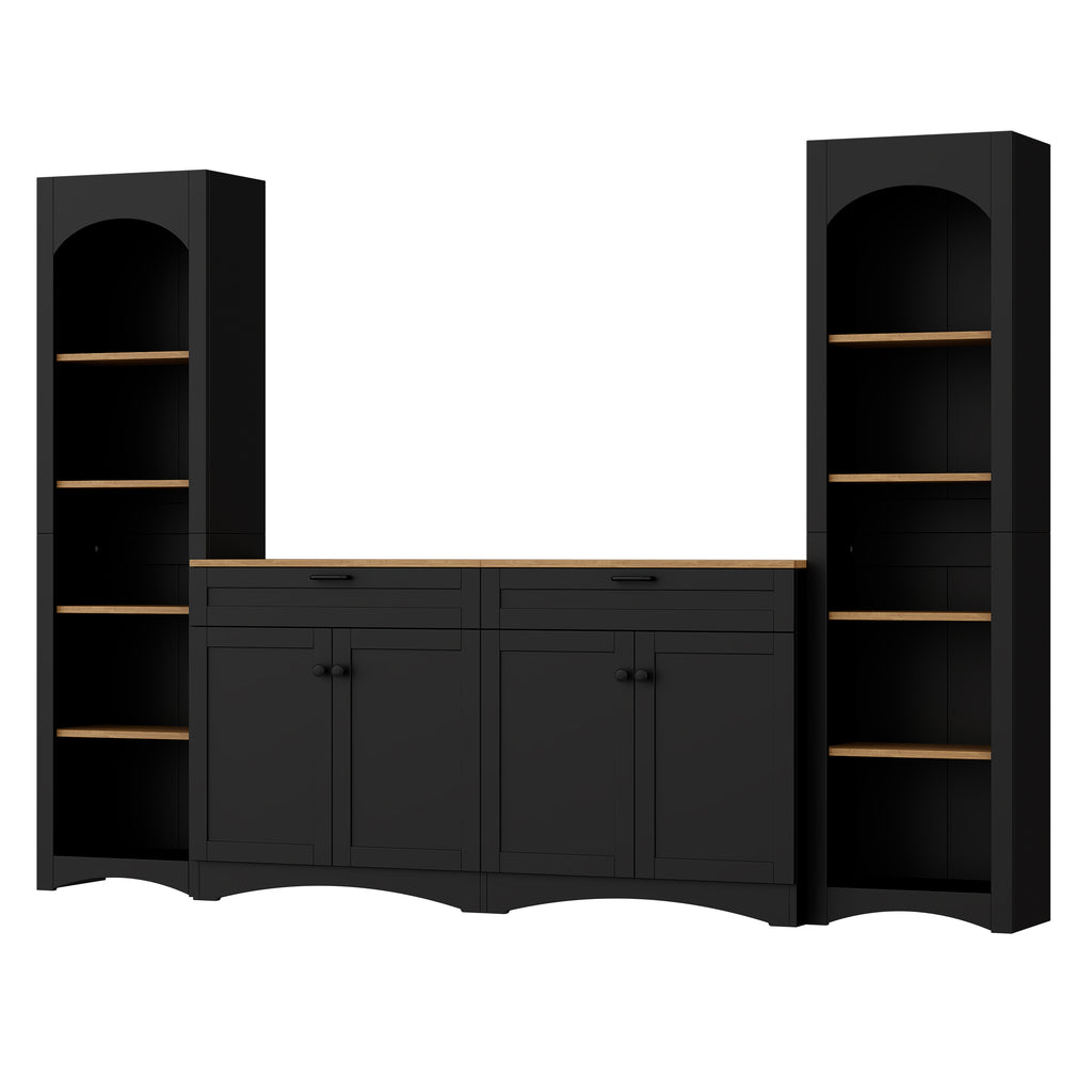 Black media console anti-tipping wall unit design