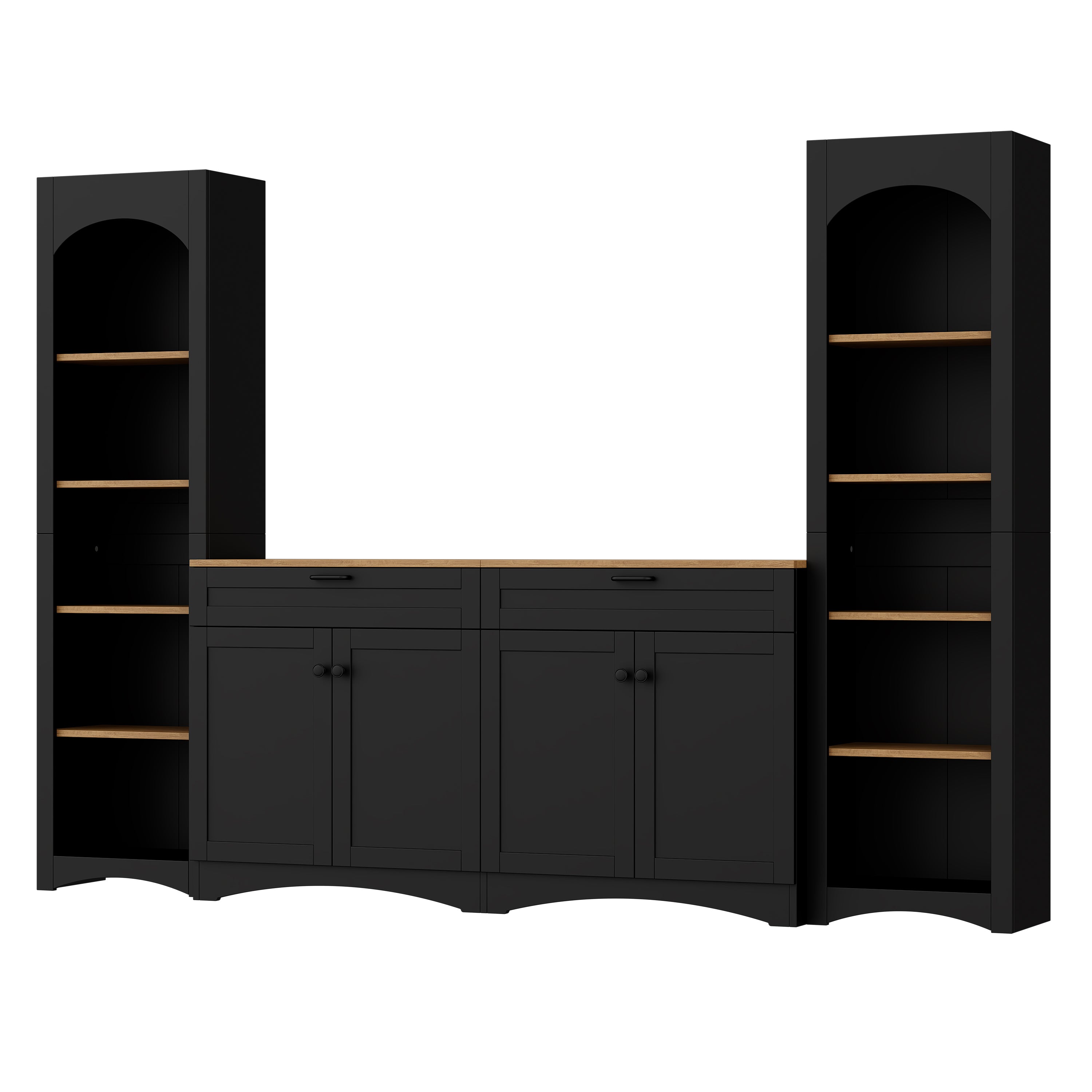 Black media console anti-tipping wall unit design