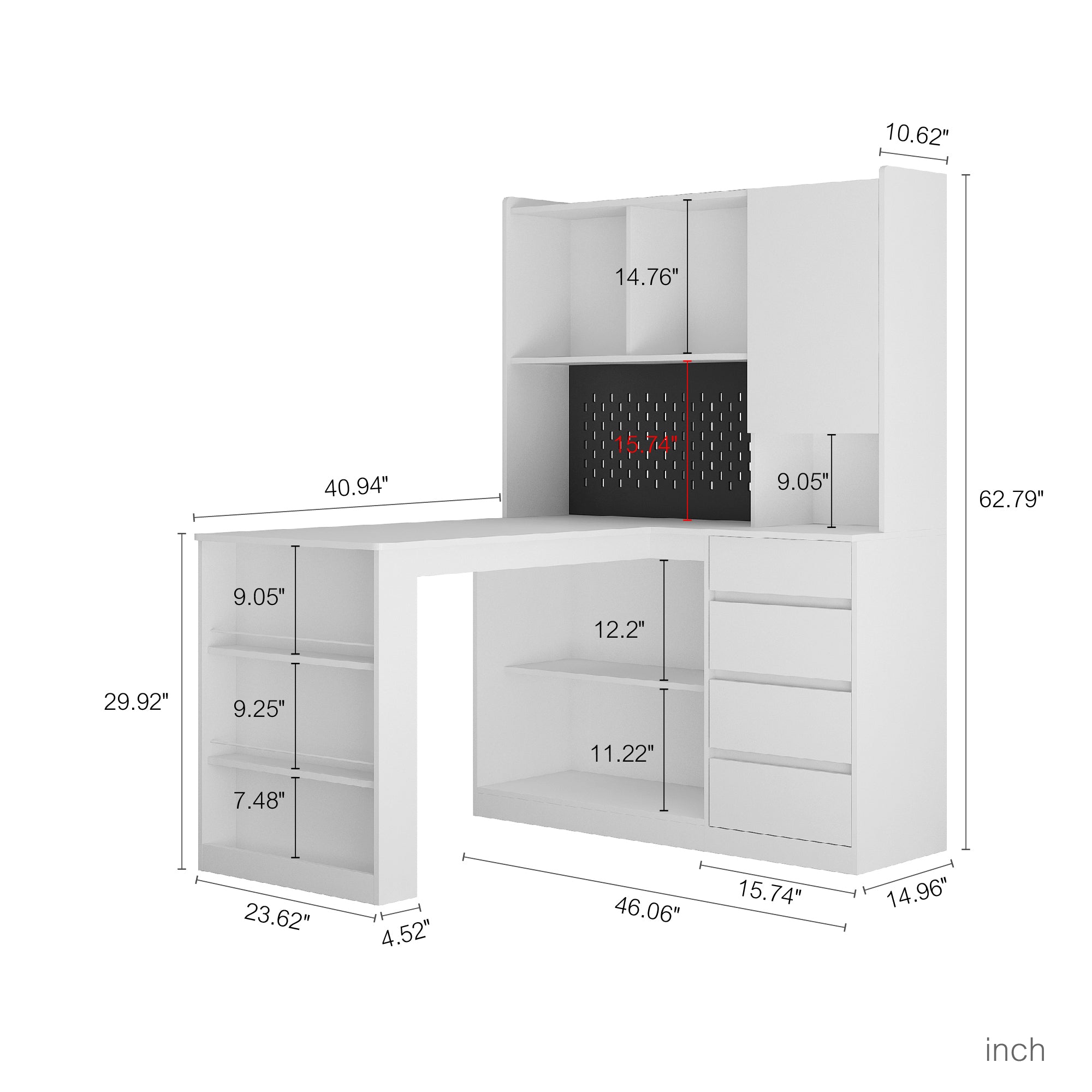 White computer desk with integrated LED light
