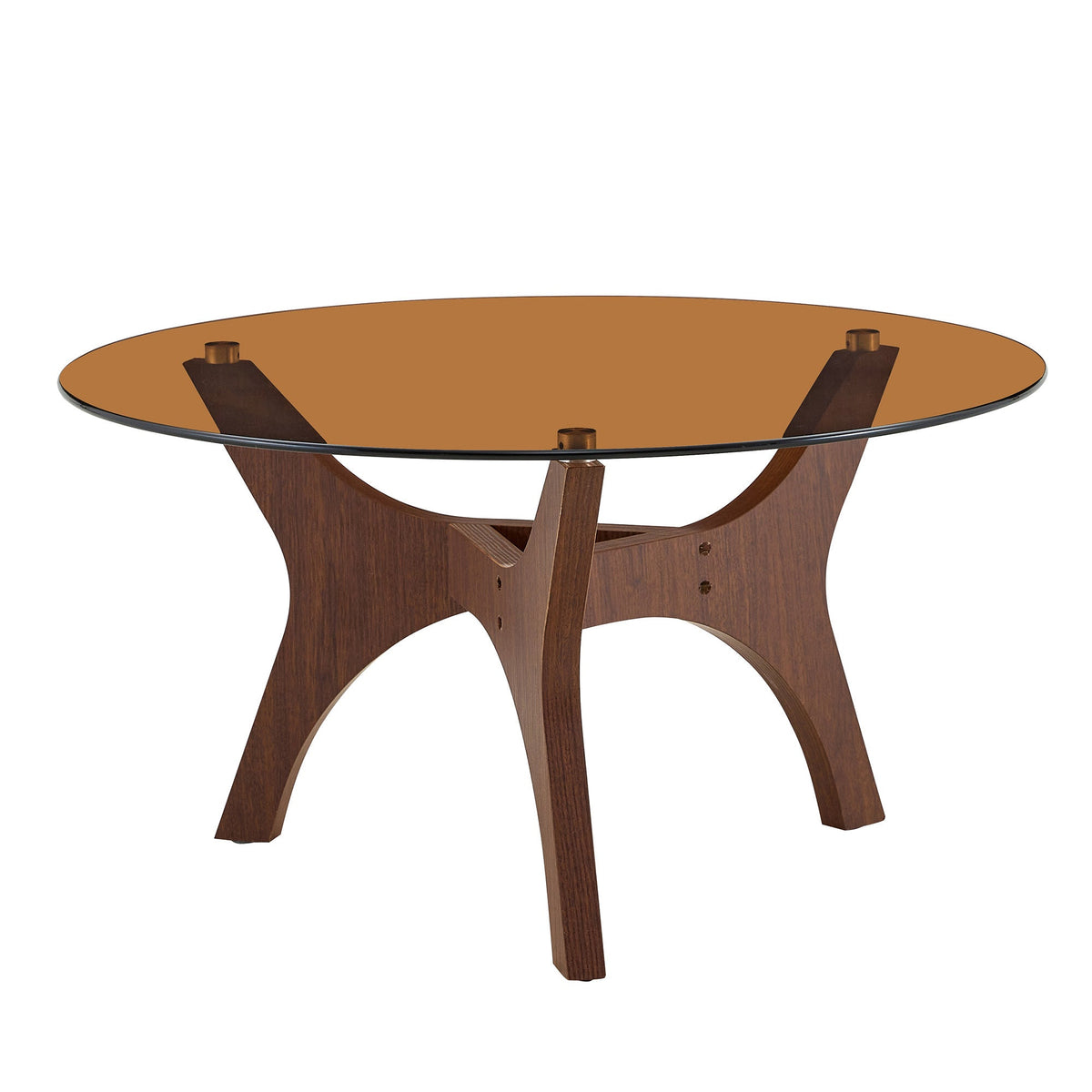 31.5' Glass Coffee Table, Mid-Century Modern Style, Ideal as a Centerpiece for Living Rooms, Bedrooms, Reception Areas, and Offices (Black Wood Grain)