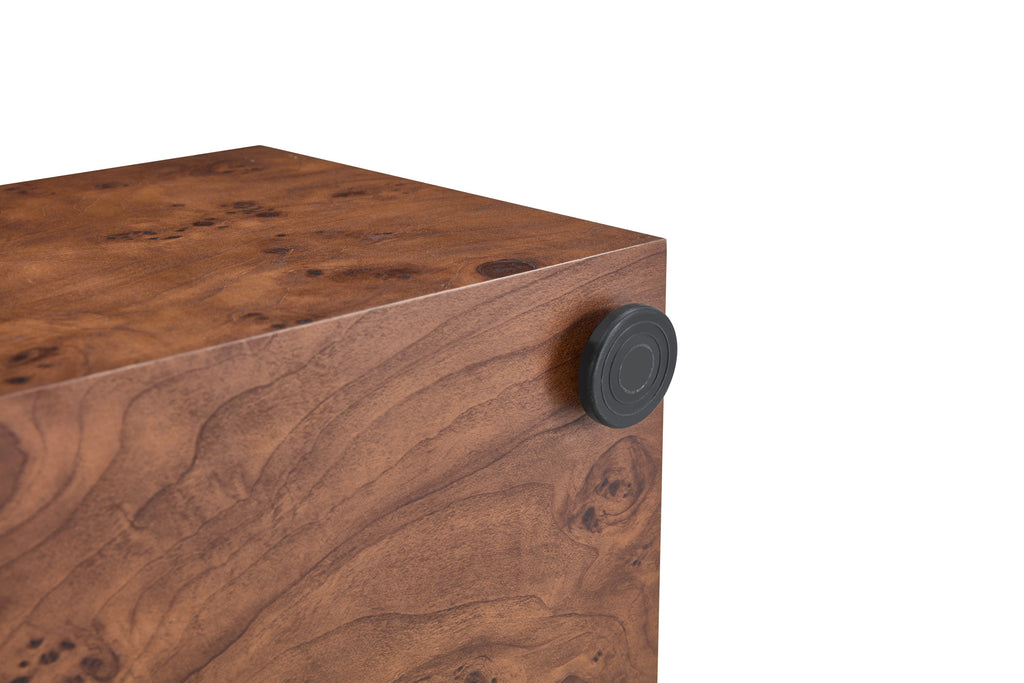 Premium Burl Walnut Veneer MDF Cube Table, Height Adjustable Multi-purpose Coffee Side End Table for Living Room, 11.8'×11.8'×19.7', No Extra Items Included