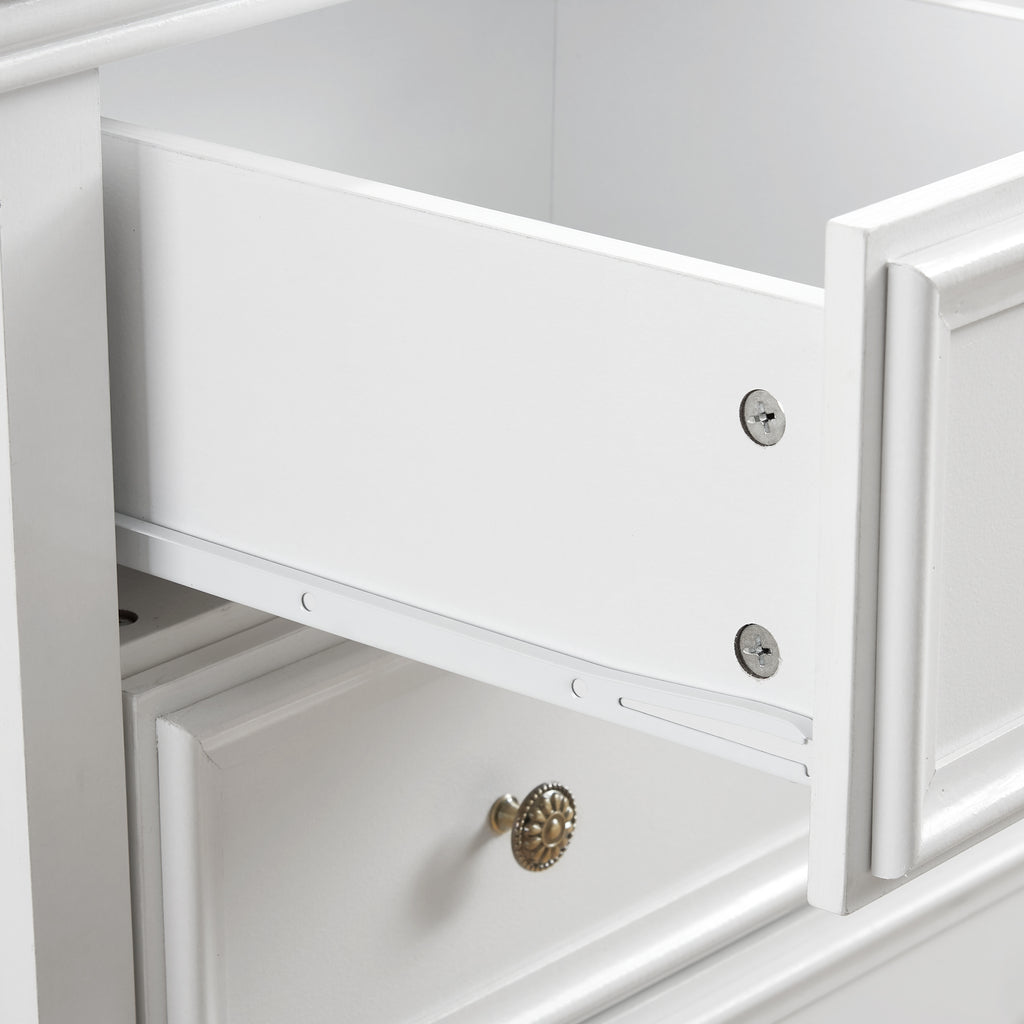 Bedroom storage dresser white finish close-up