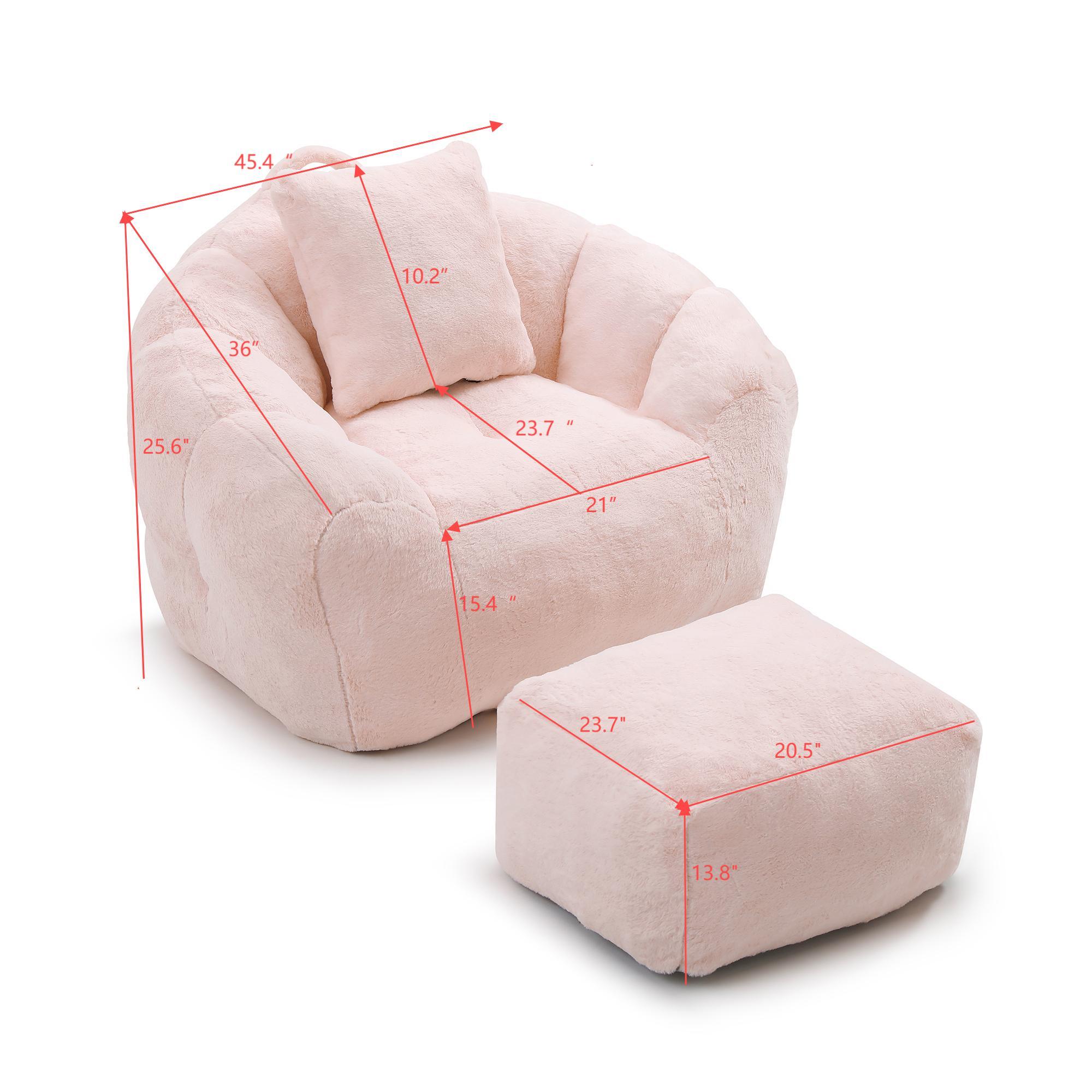 Pink faux fur giant bean bag chair product photo