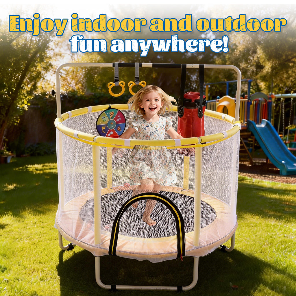 Toddler trampoline boxing bag rings and backboard play set