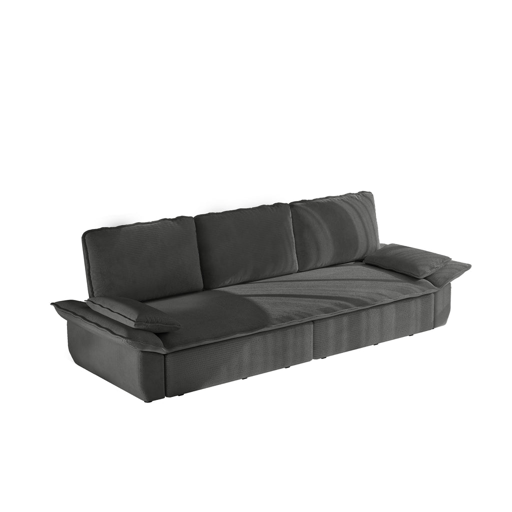 94.5' king size Pull Out Sofa Bed,3-in-1 Convertible Sleeper Sofa,Multi-Functional Corduroy Bed,Grey