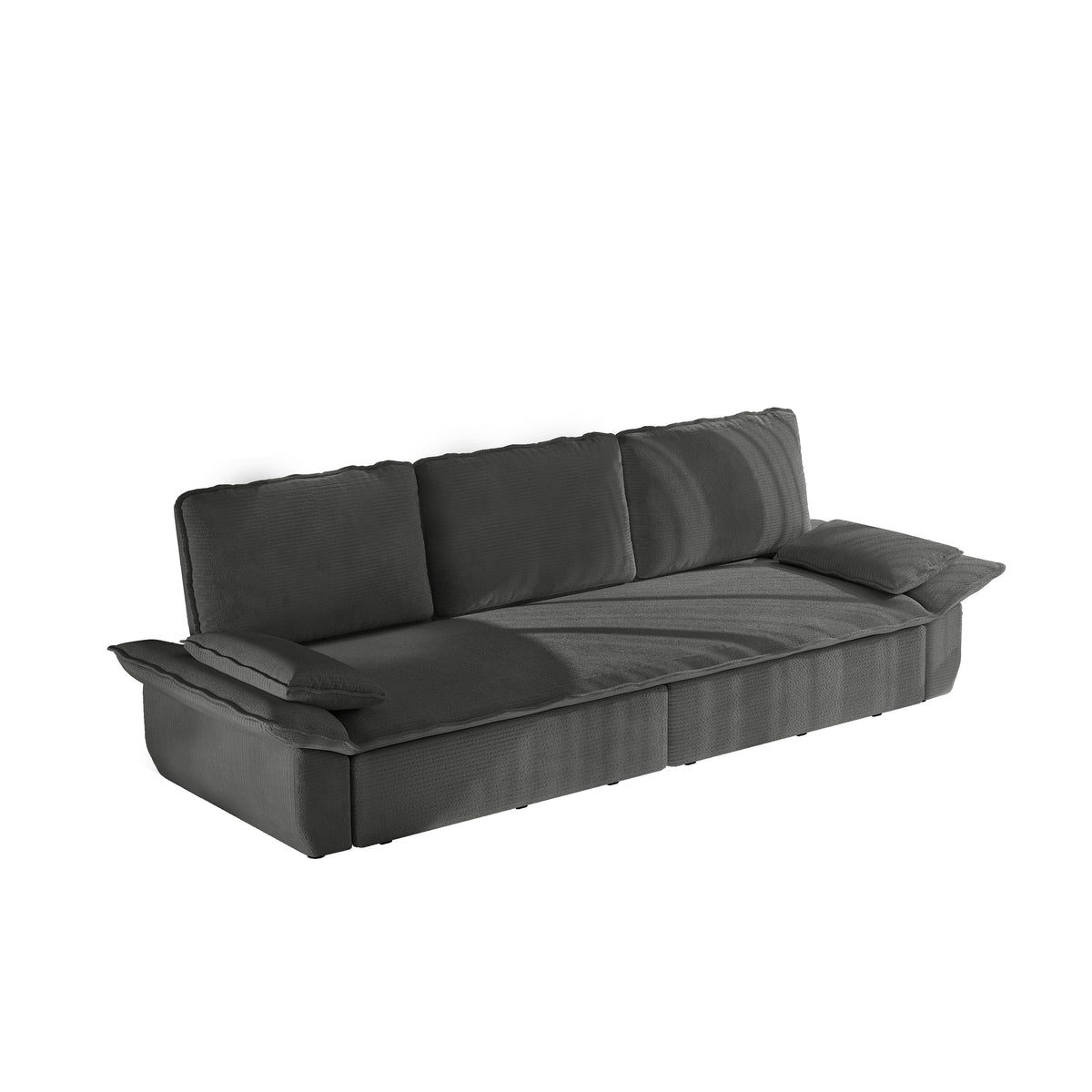 94.5' king size Pull Out Sofa Bed,3-in-1 Convertible Sleeper Sofa,Multi-Functional Corduroy Bed,Grey