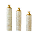 3-piece home decoration large glazed metal vase -- Floor metal vase modern style decoration home droplet shaped white metal vase