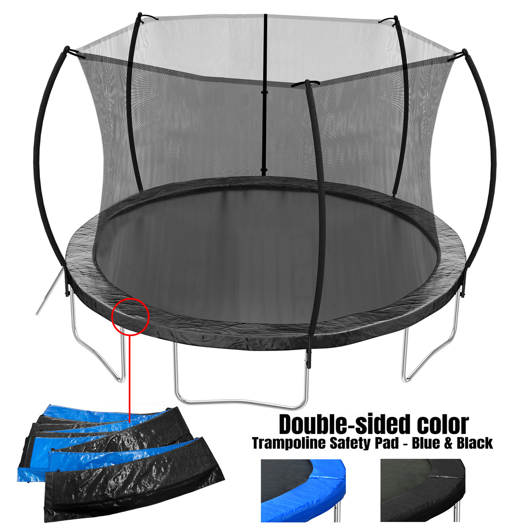 12 ft trampoline dimensions diagram curved fence poles — spec view