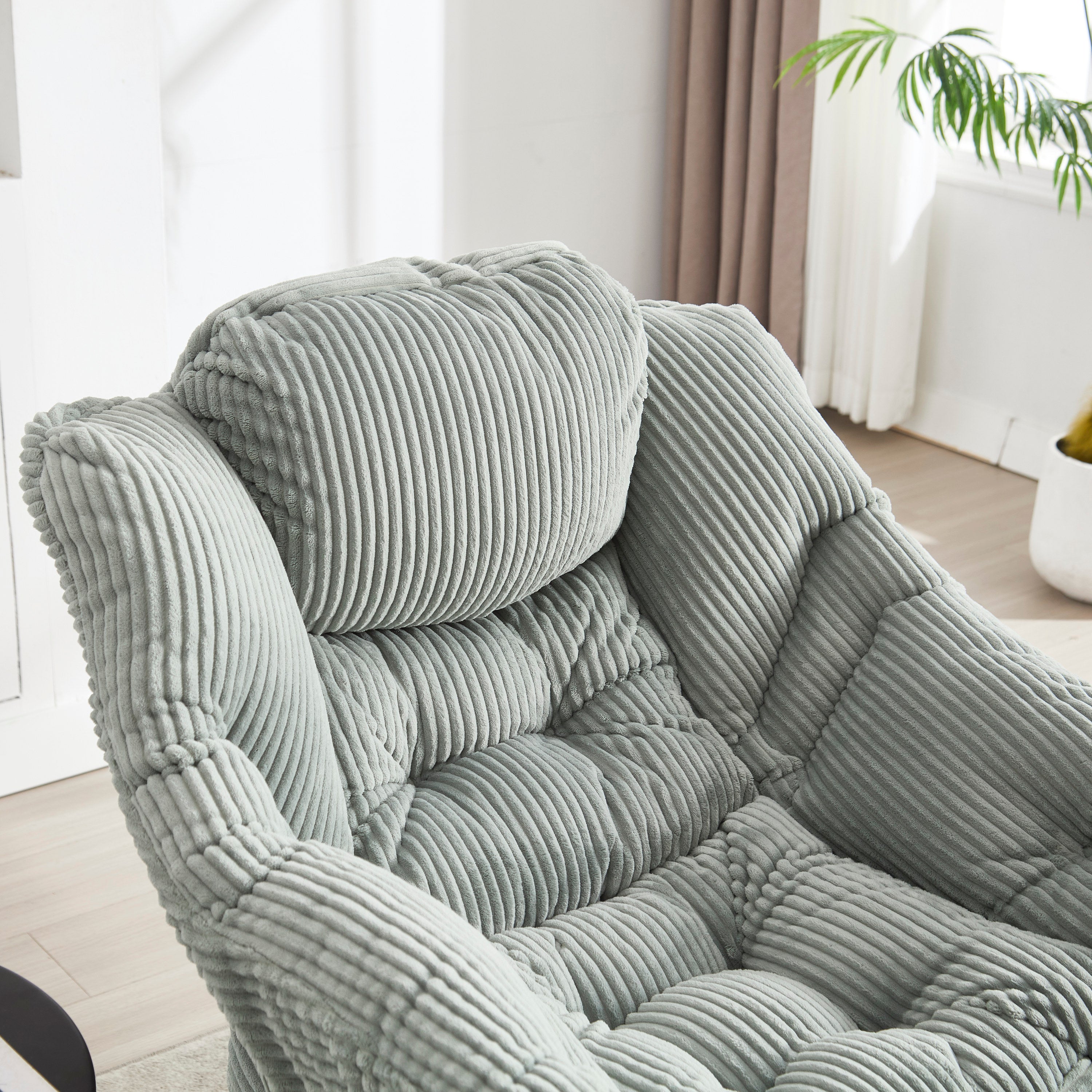 Light green flannelette lazy chair in living room setting