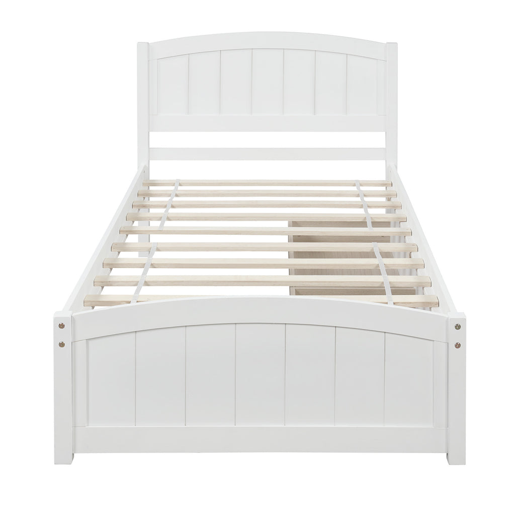 Twin storage platform bed — angle view