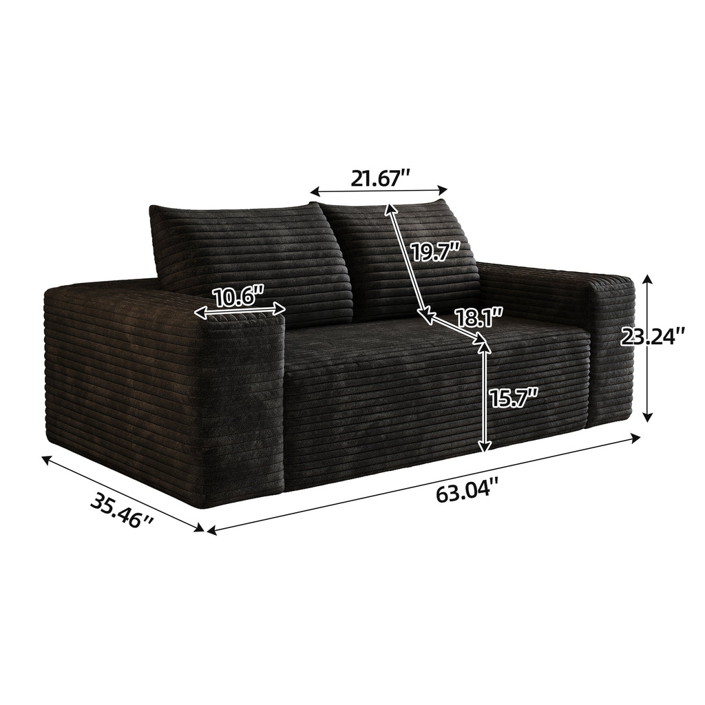 Modern corduroy sofa seating area