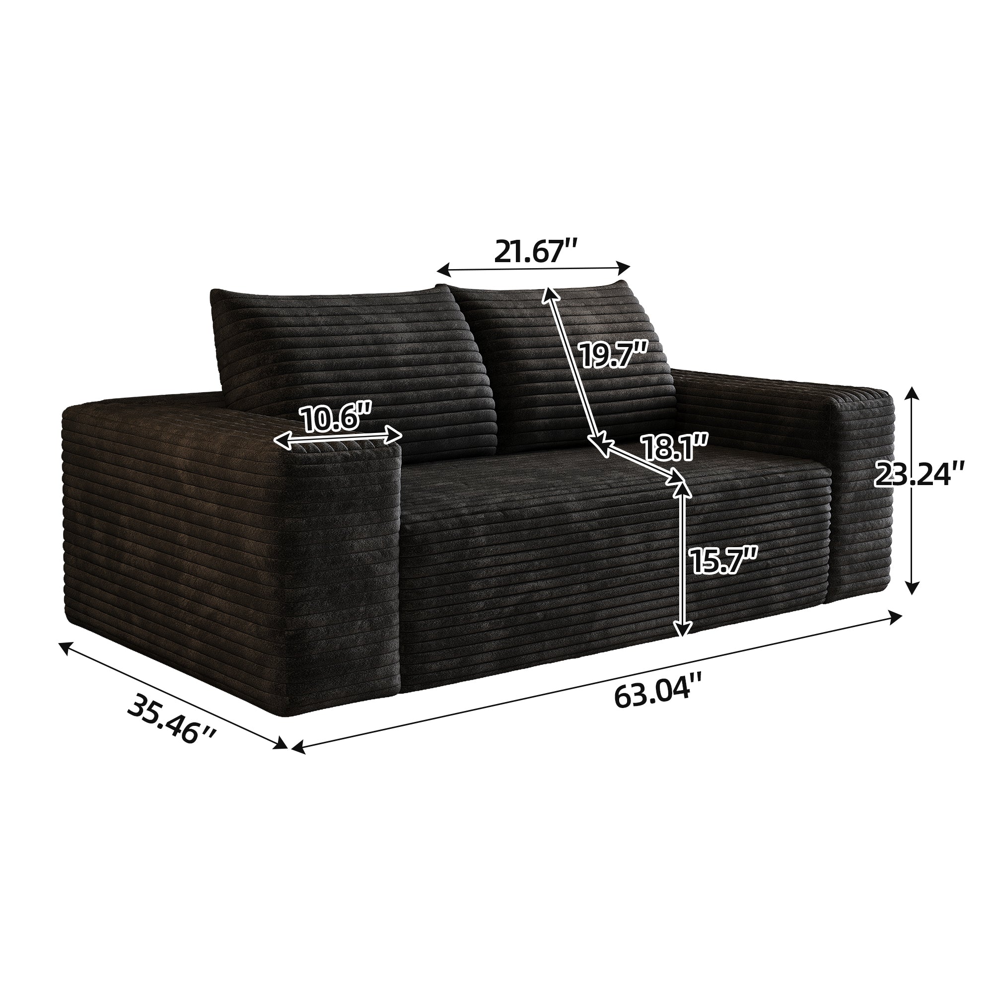 Modern corduroy sofa seating area