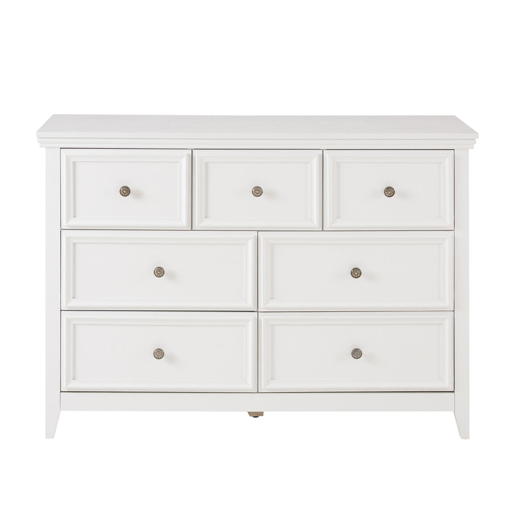 Bedroom storage dresser white finish close-up