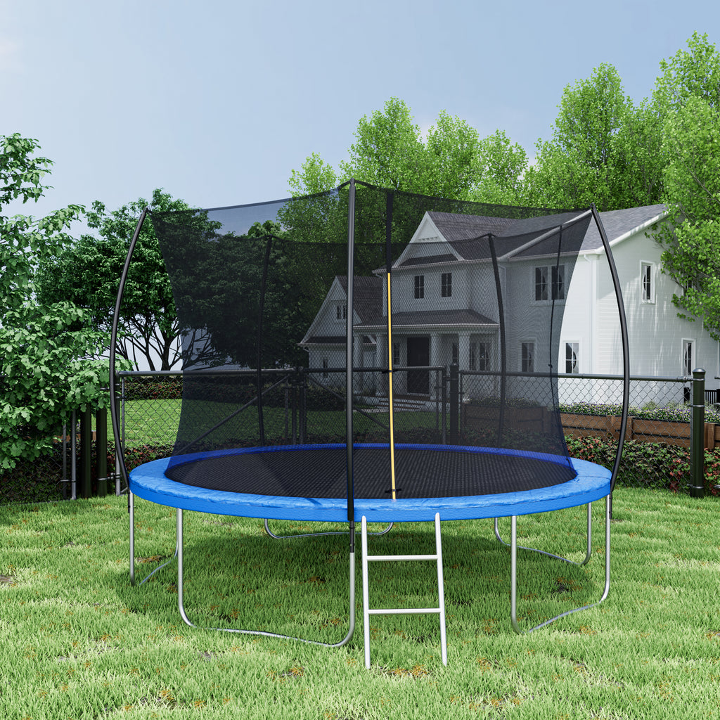 Black blue reversible spring cover pad trampoline close-up