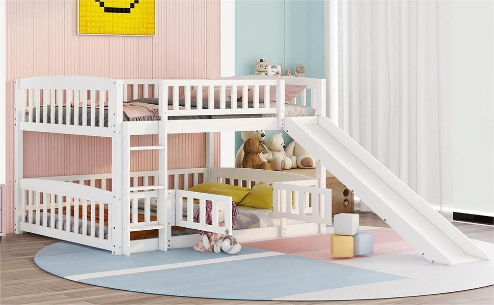 Convertible slide and ladder mounted on bunk bed frame