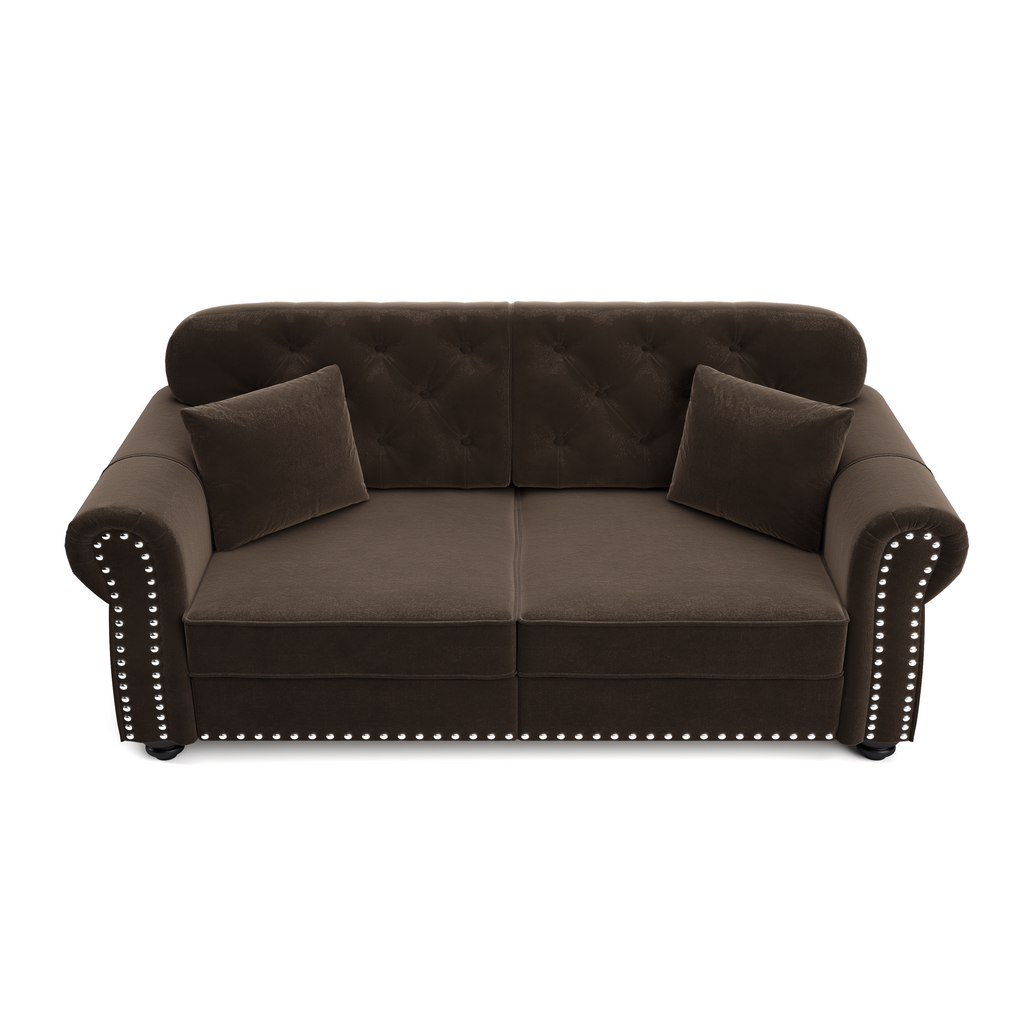 Velvet loveseat in modern living room