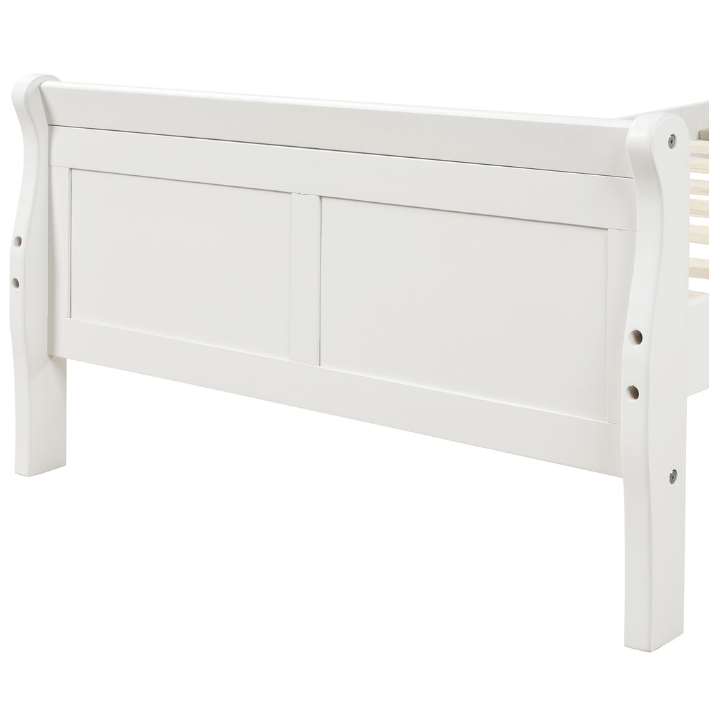 White twin sleigh platform bed with headboard and footboard — product photo