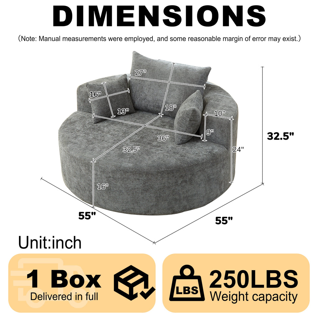 Chenille Fluffy Single Seat Chair — No Assembly