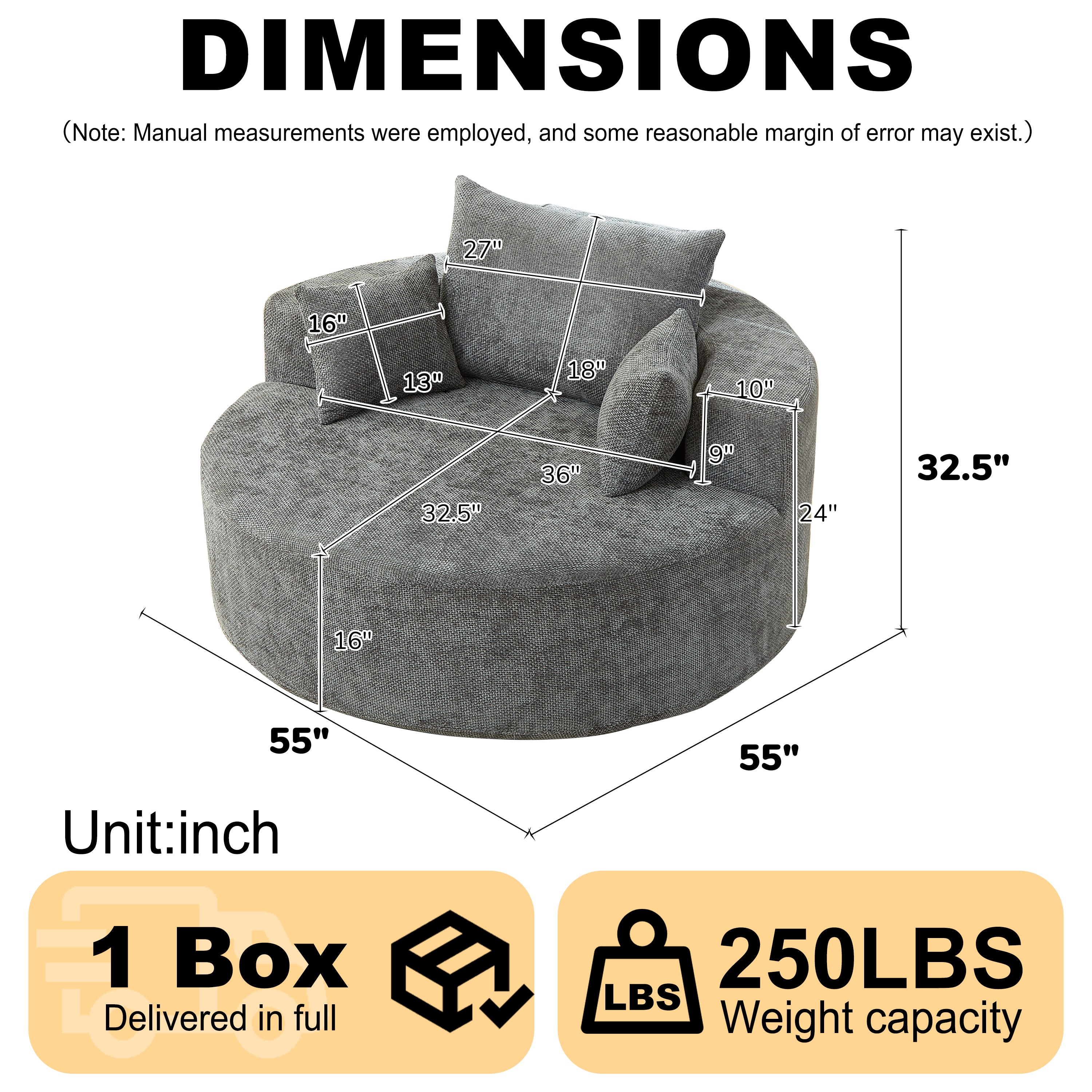 Chenille Fluffy Single Seat Chair — No Assembly