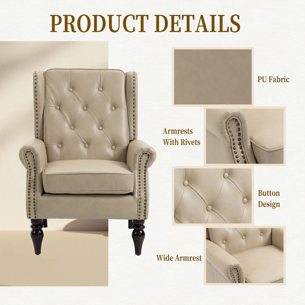 Armchair side profile view