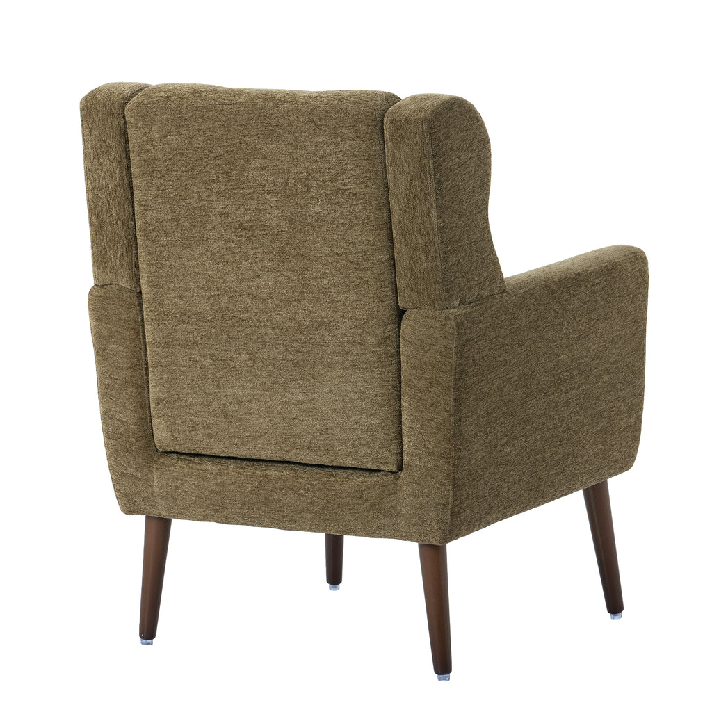 Olive green chenille accent chair lifestyle view