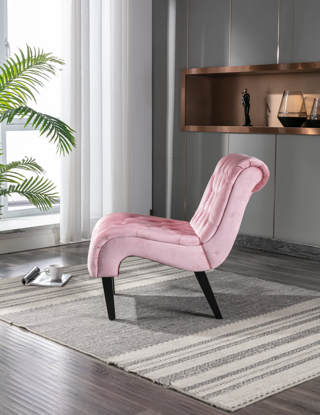 Armless accent chair side profile