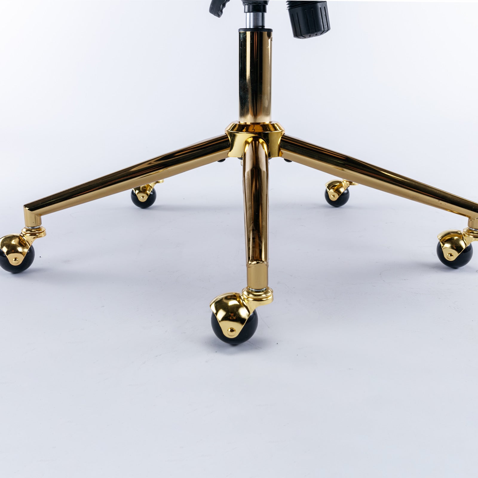 Velvet Office Chair — Button-Tufted with Gold Metal Base & Wheels