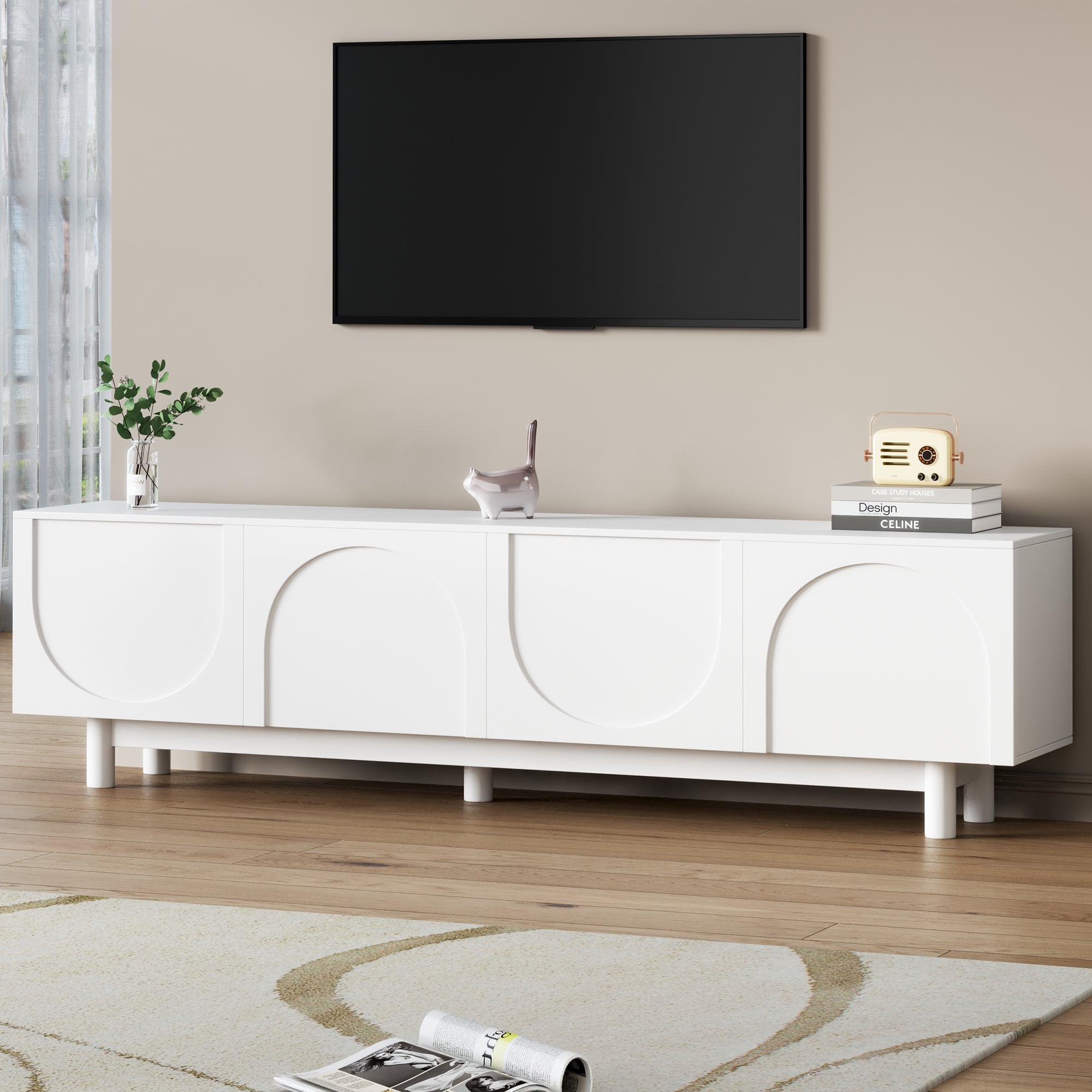 TV Stand with Arch Cabinets — for TVs Up to 78"
