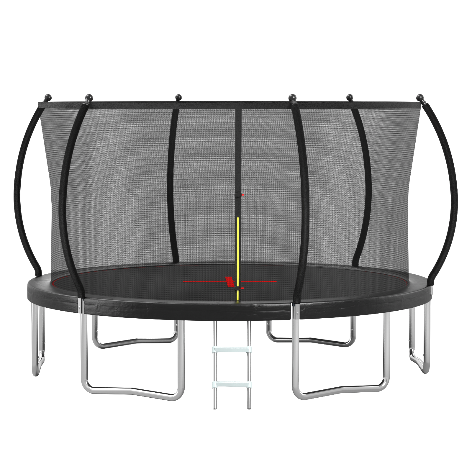 Trampoline galvanized steel pole swaged end and locking slot detail
