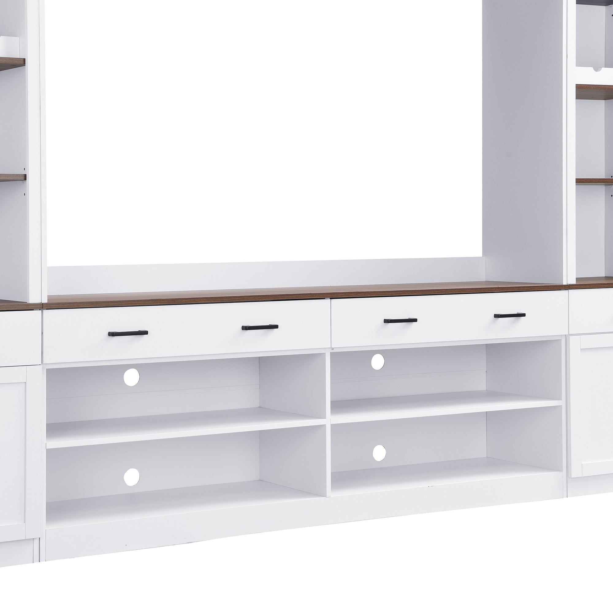 Modular TV stand bookshelves wine rack configuration