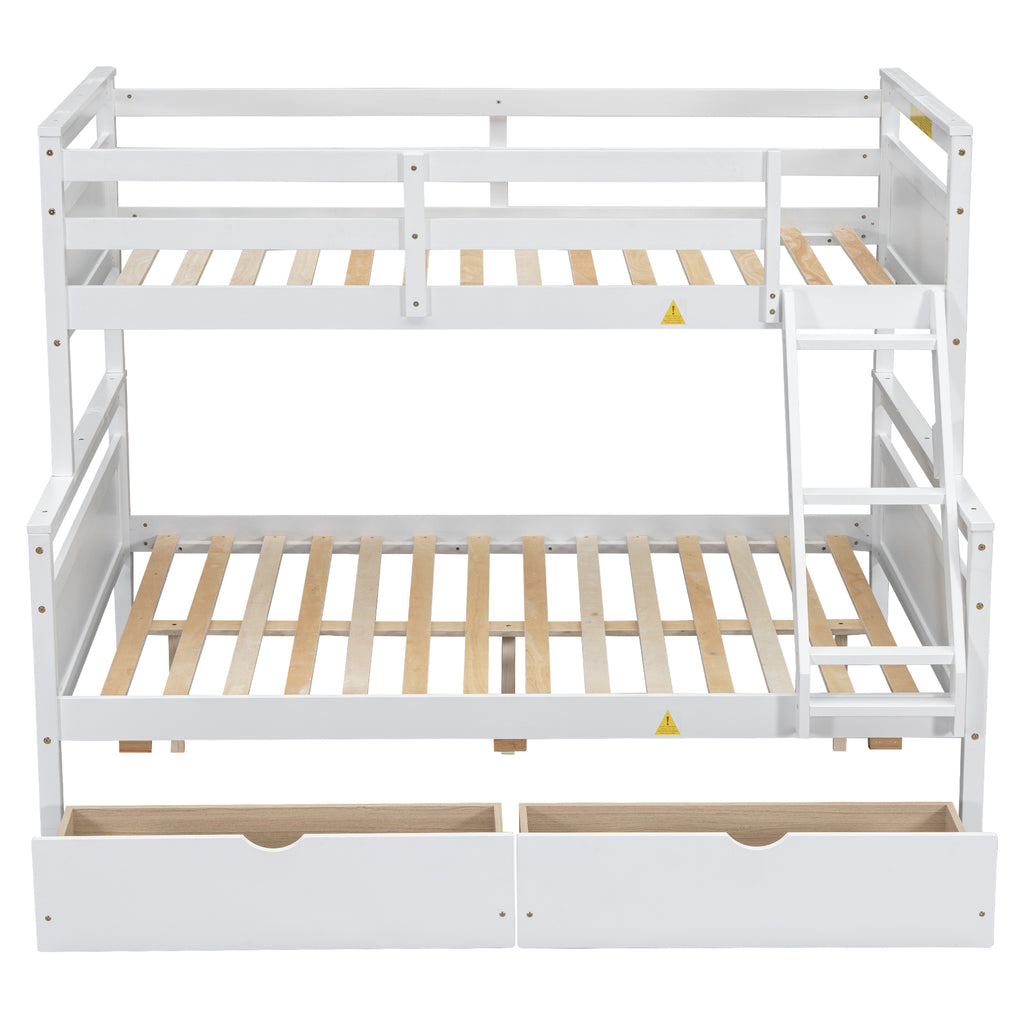 White twin over full bunk bed with storage — product photo
