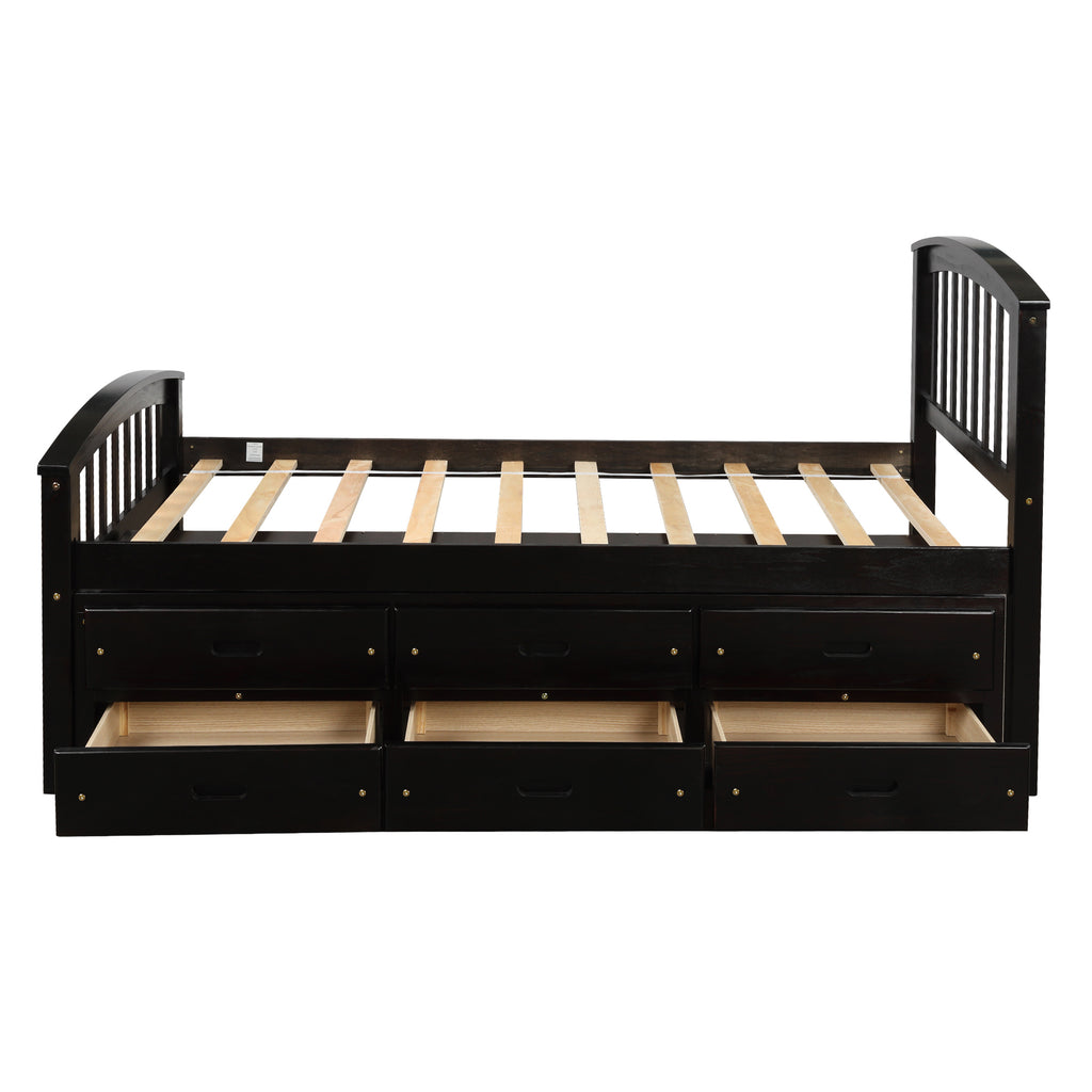 Six-drawer twin platform bed full room overview