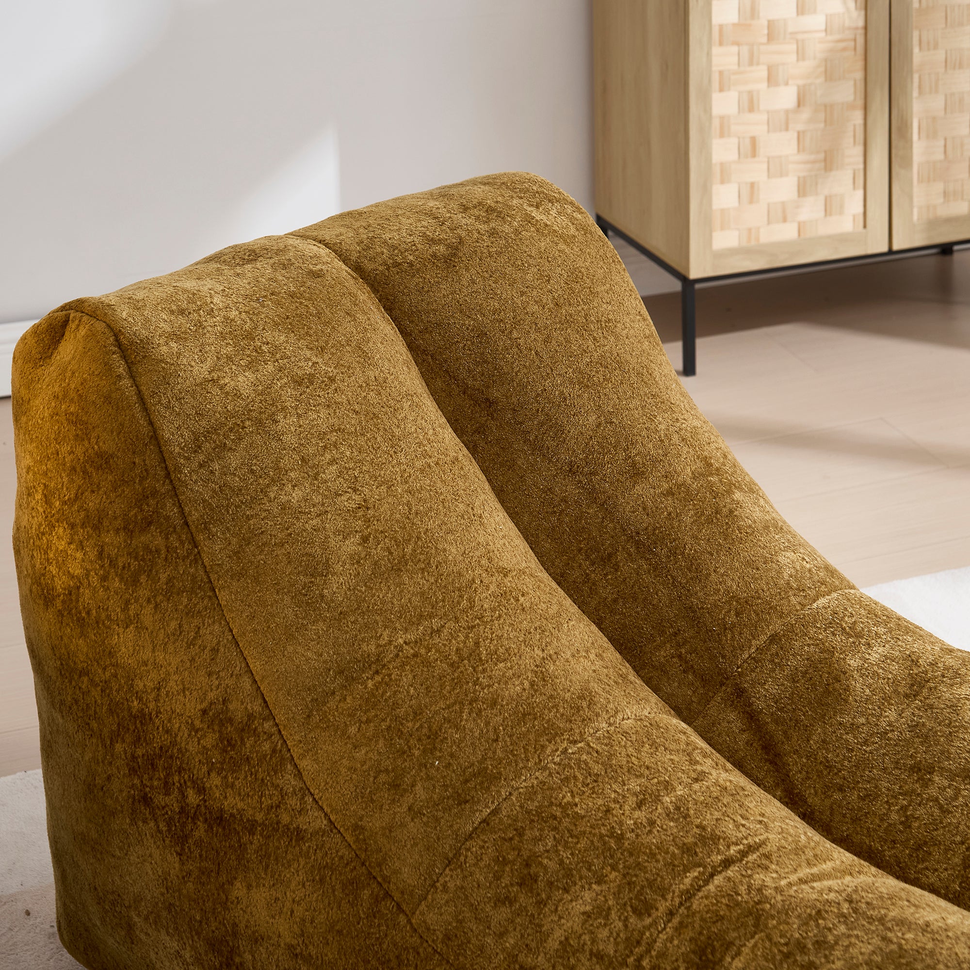 Brown bean bag chair side profile