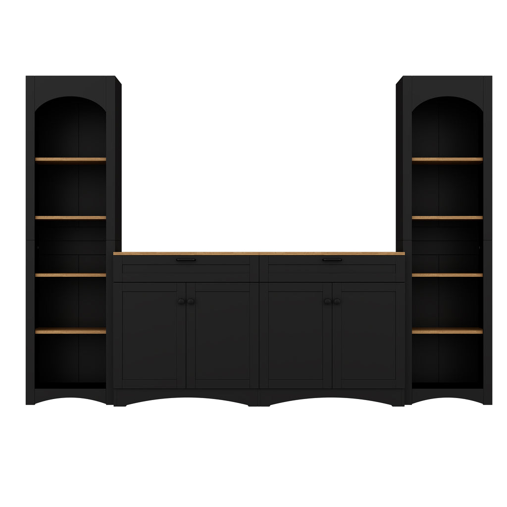 Black 102-inch entertainment center wall unit product photo
