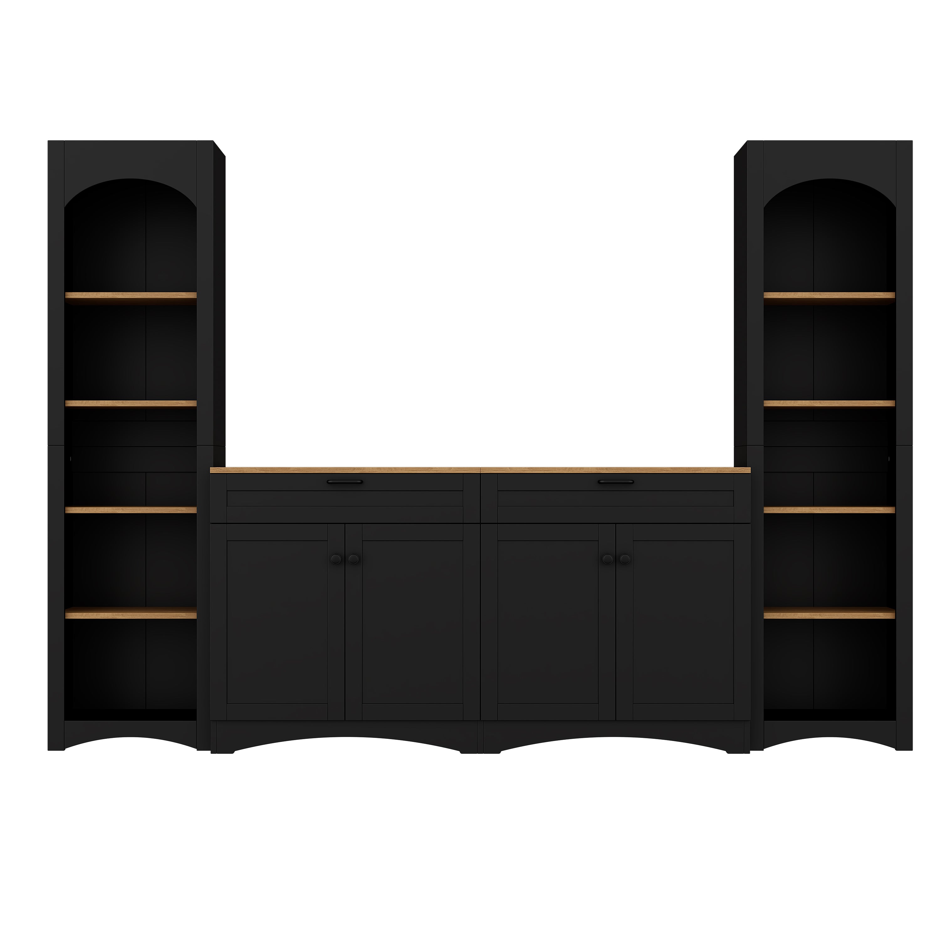 Black 102-inch entertainment center wall unit product photo