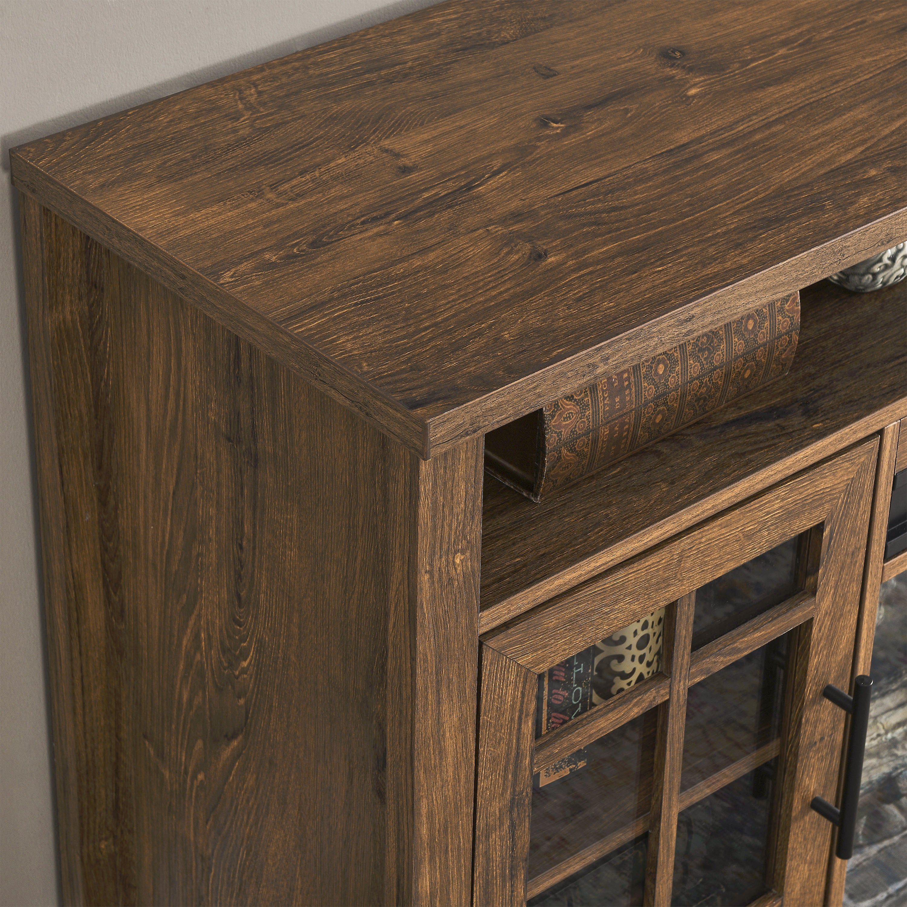 Media console with touch-button fireplace control panel