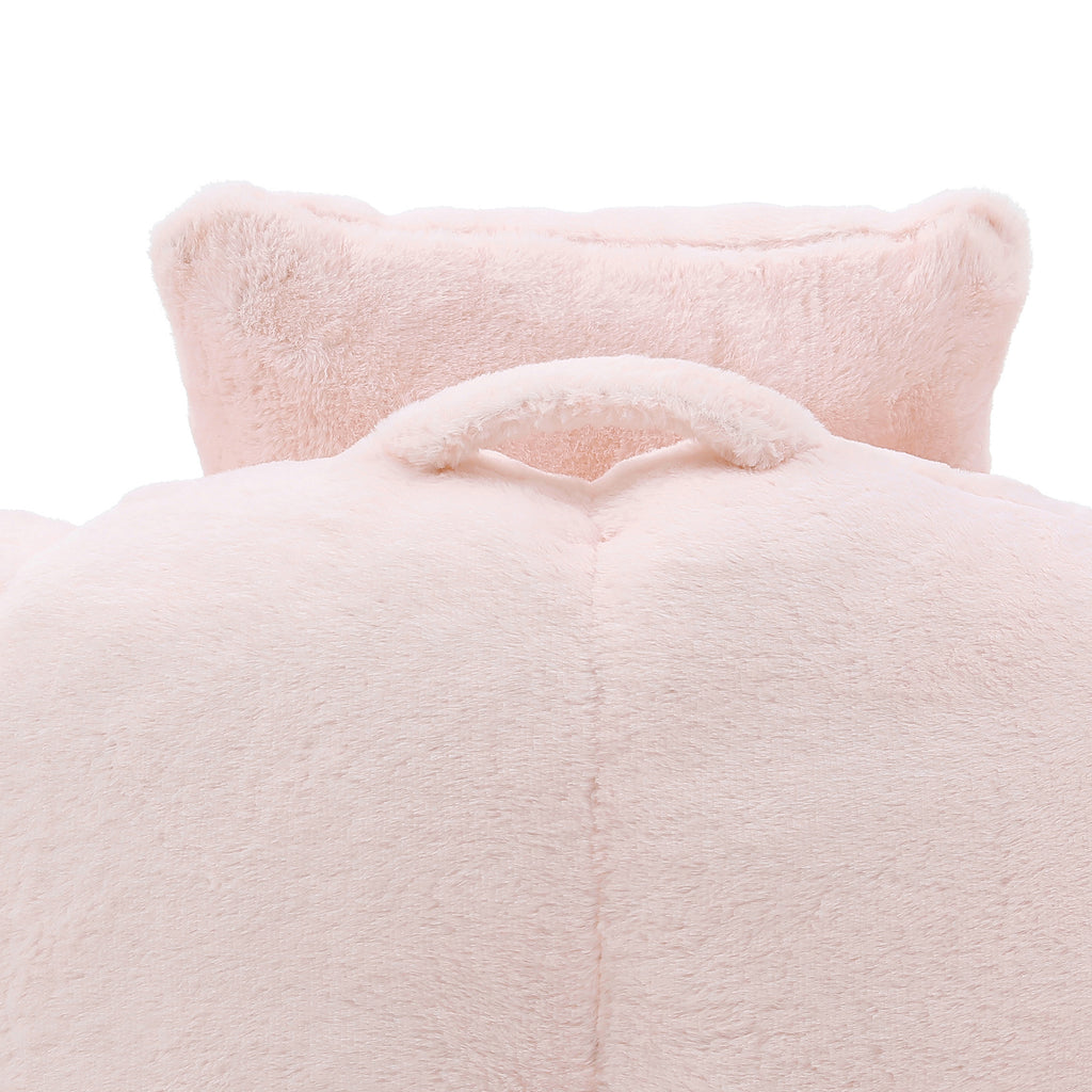 Pink shell bean bag — side profile