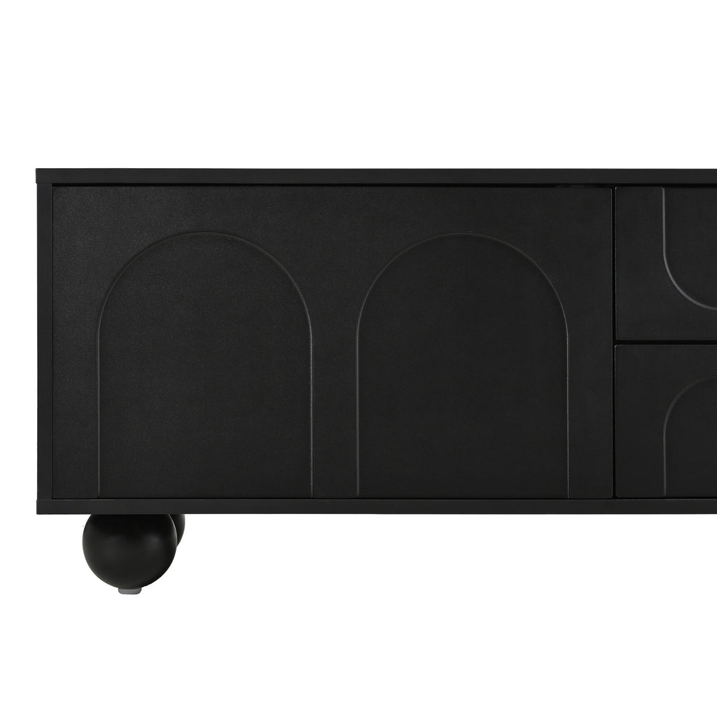 Black entertainment center full product photo