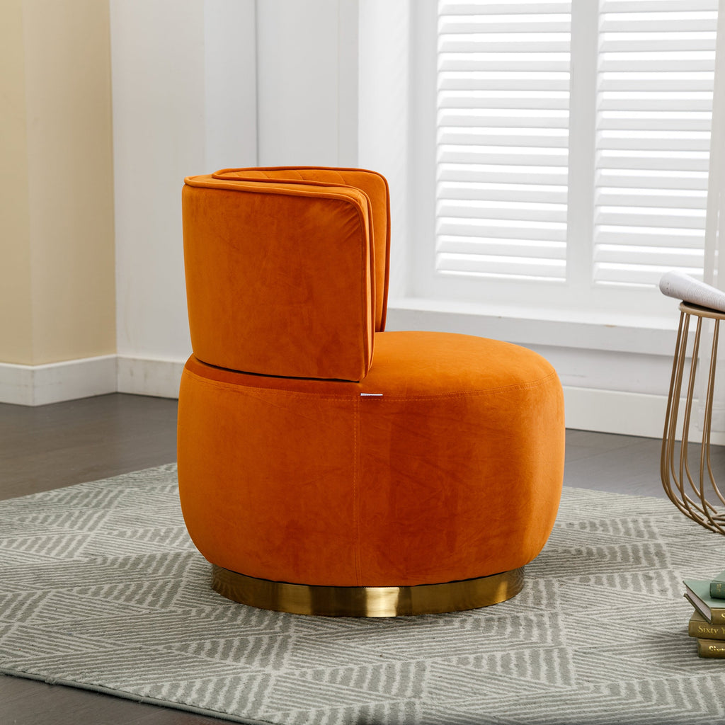Velvet Swivel Barrel Chair — 360° Round Accent