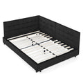 Black velvet full size daybed — front view