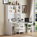 White computer desk with 90 degree rotating desktop — front view